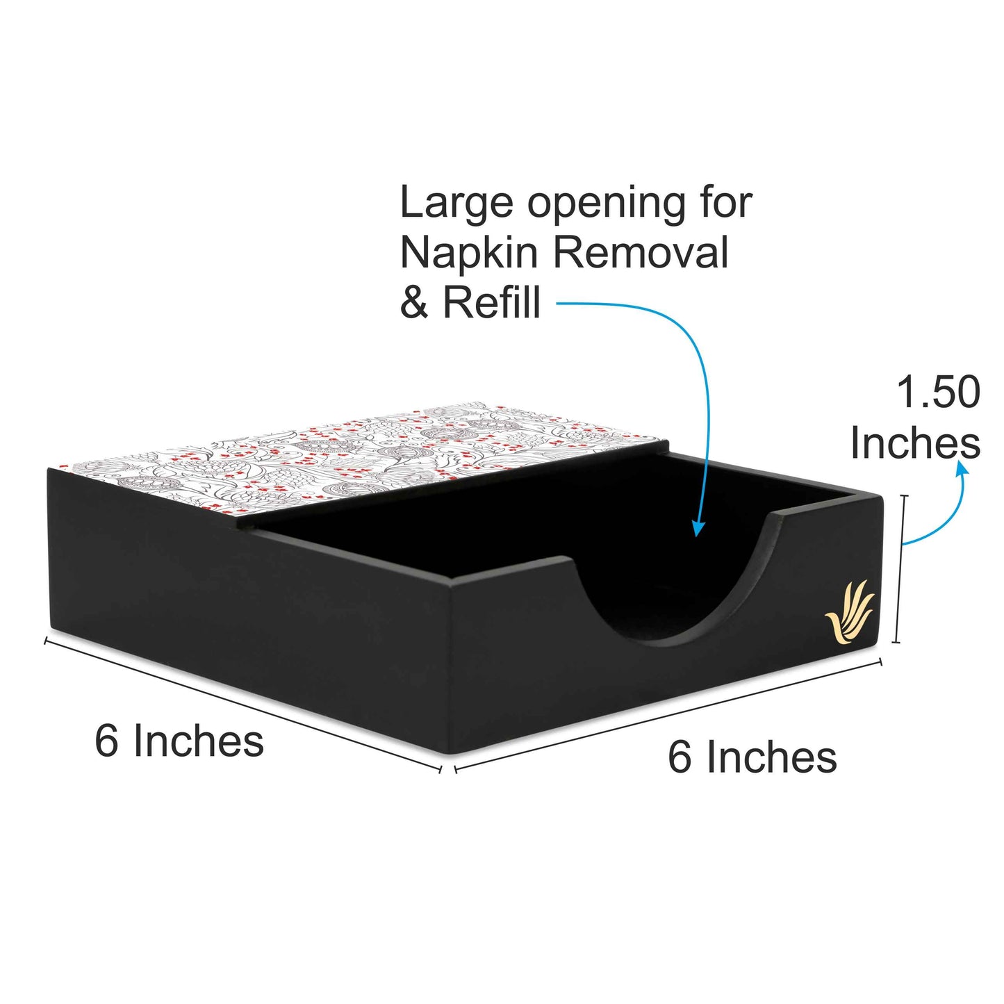 Pomegranate Tissue Holder 6" x 6" x 1.5" Ht. - Dimension Image