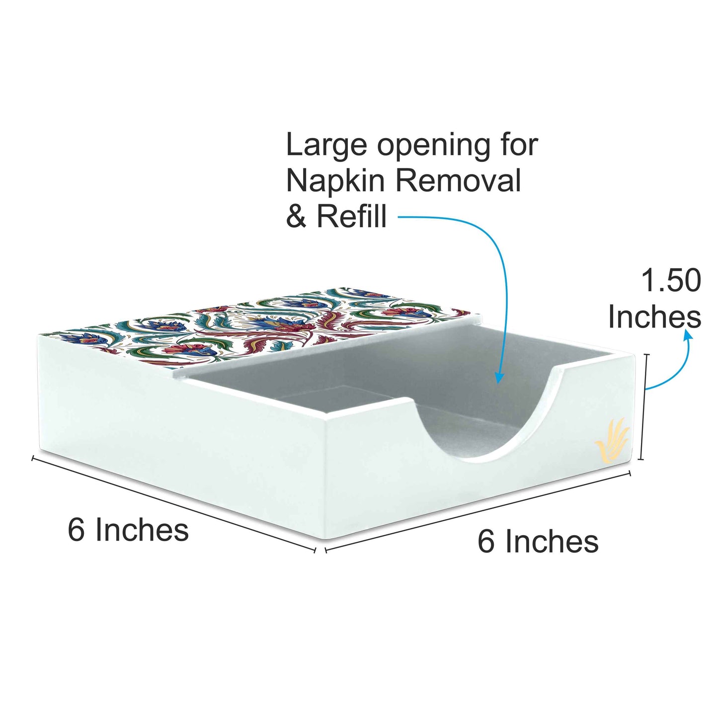 Liena Multi Tissue Holder 6" x 6" x 1.5" Ht. - Dimension Image