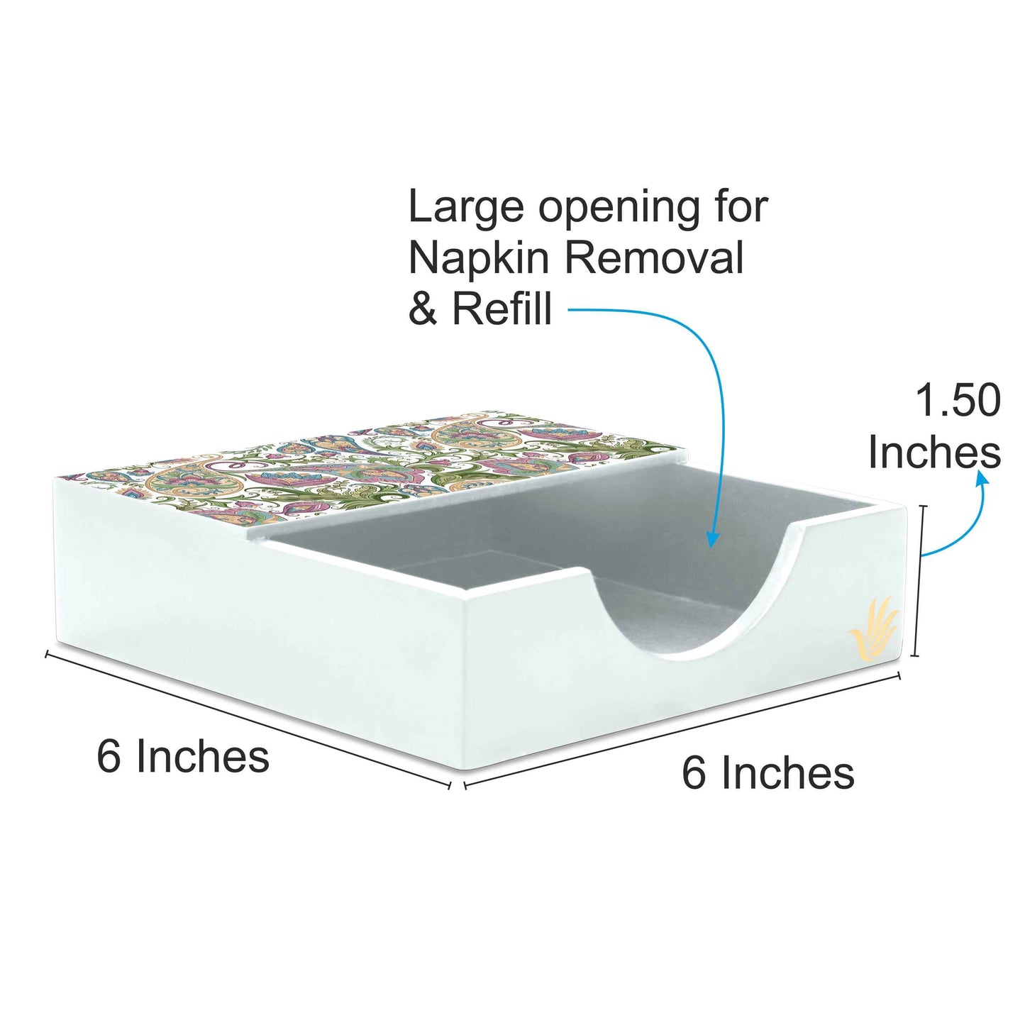 Sameera White Tissue Holder 6" x 6" x 1.5" Ht. - Dimension Image