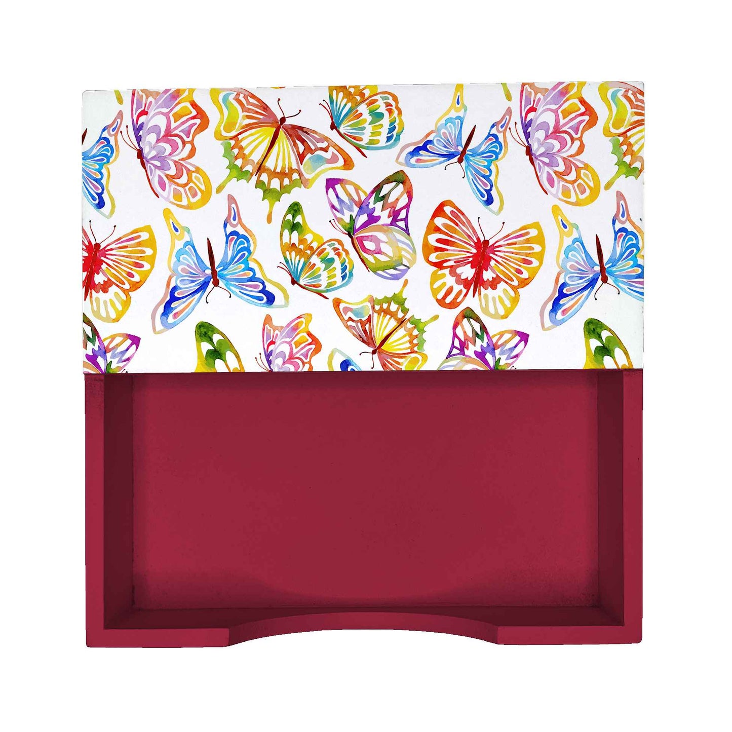 Watercolour Butterflies R Tissue Holder 6" x 6" x 1.5" Ht. - Design Image
