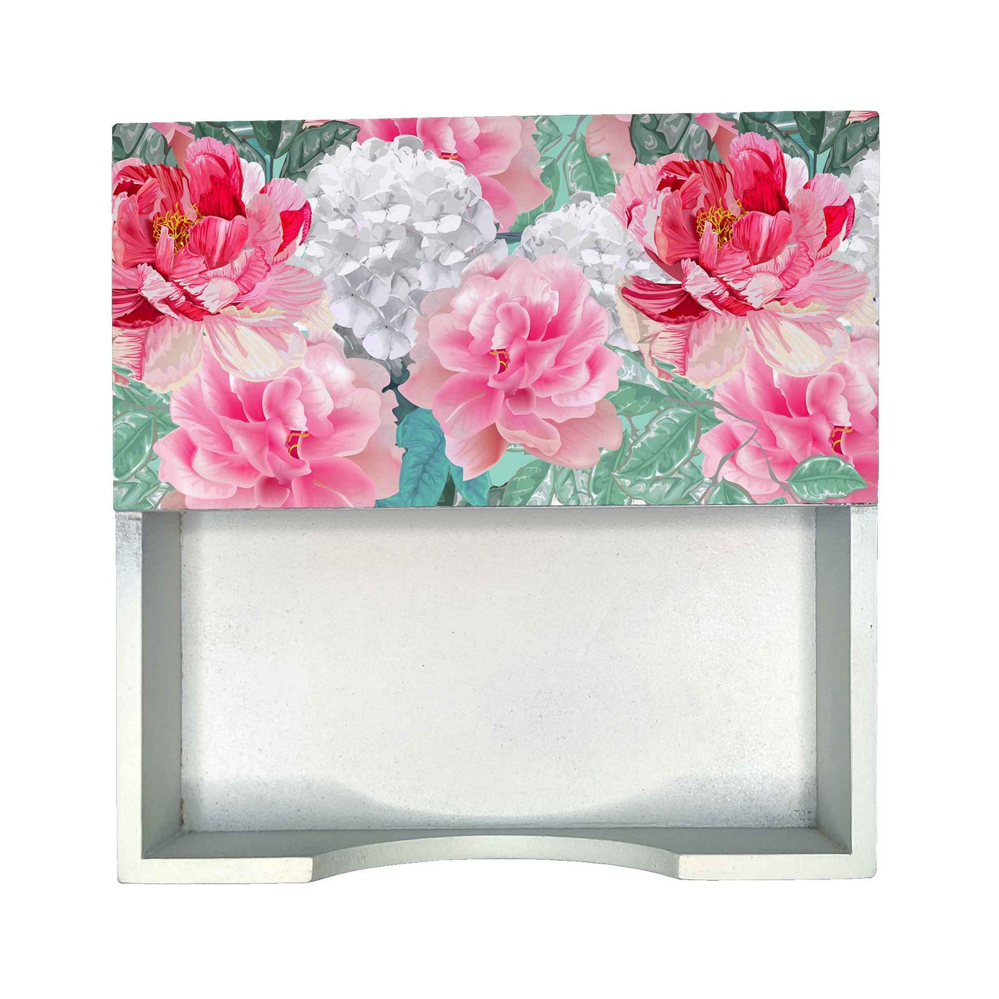 Red Chrysanthemums W Tissue Holder 6" x 6" x 1.5" Ht. - Design Image
