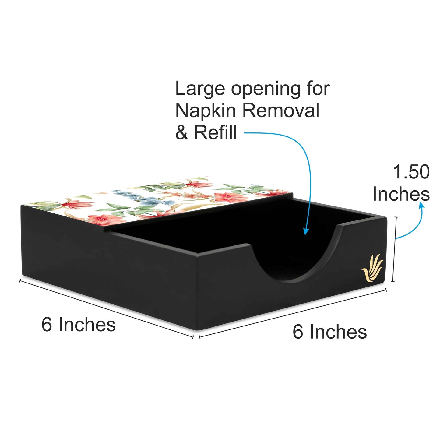 Magnolia Tissue Holder 6" x 6" x 1.5" Ht. - Dimension Image