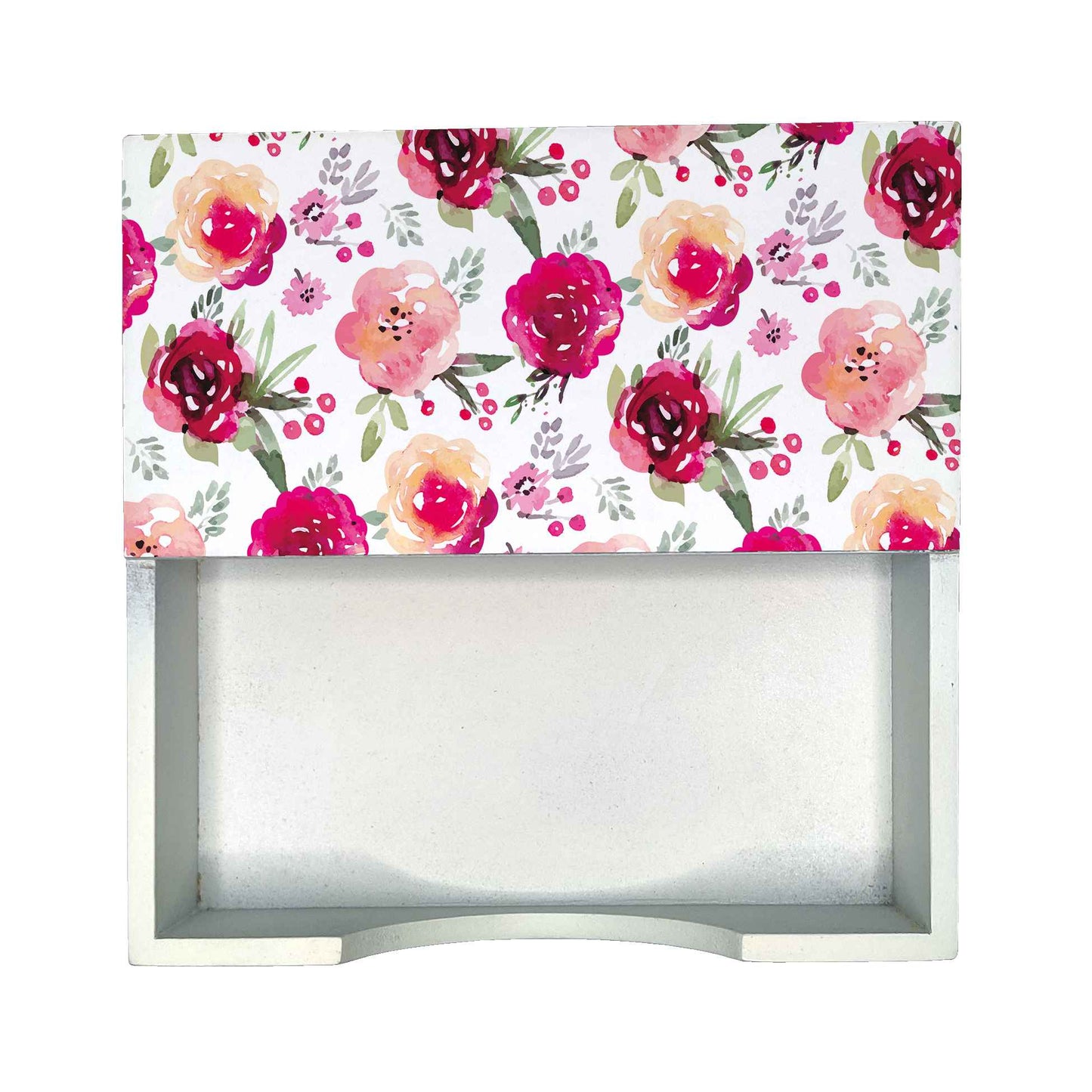 Pink Flowers Tissue Holder 6" x 6" x 1.5" Ht. - Design Image