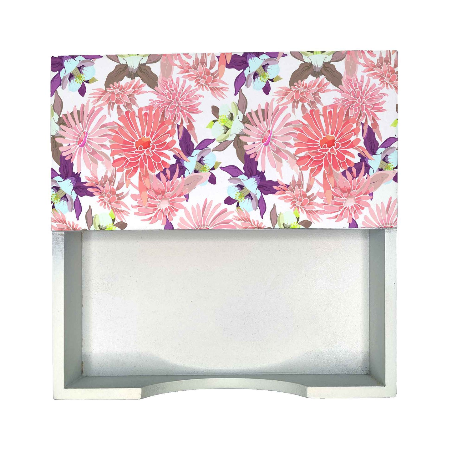 Pink Asters Tissue Holder 6" x 6" x 1.5" Ht. - Design Image