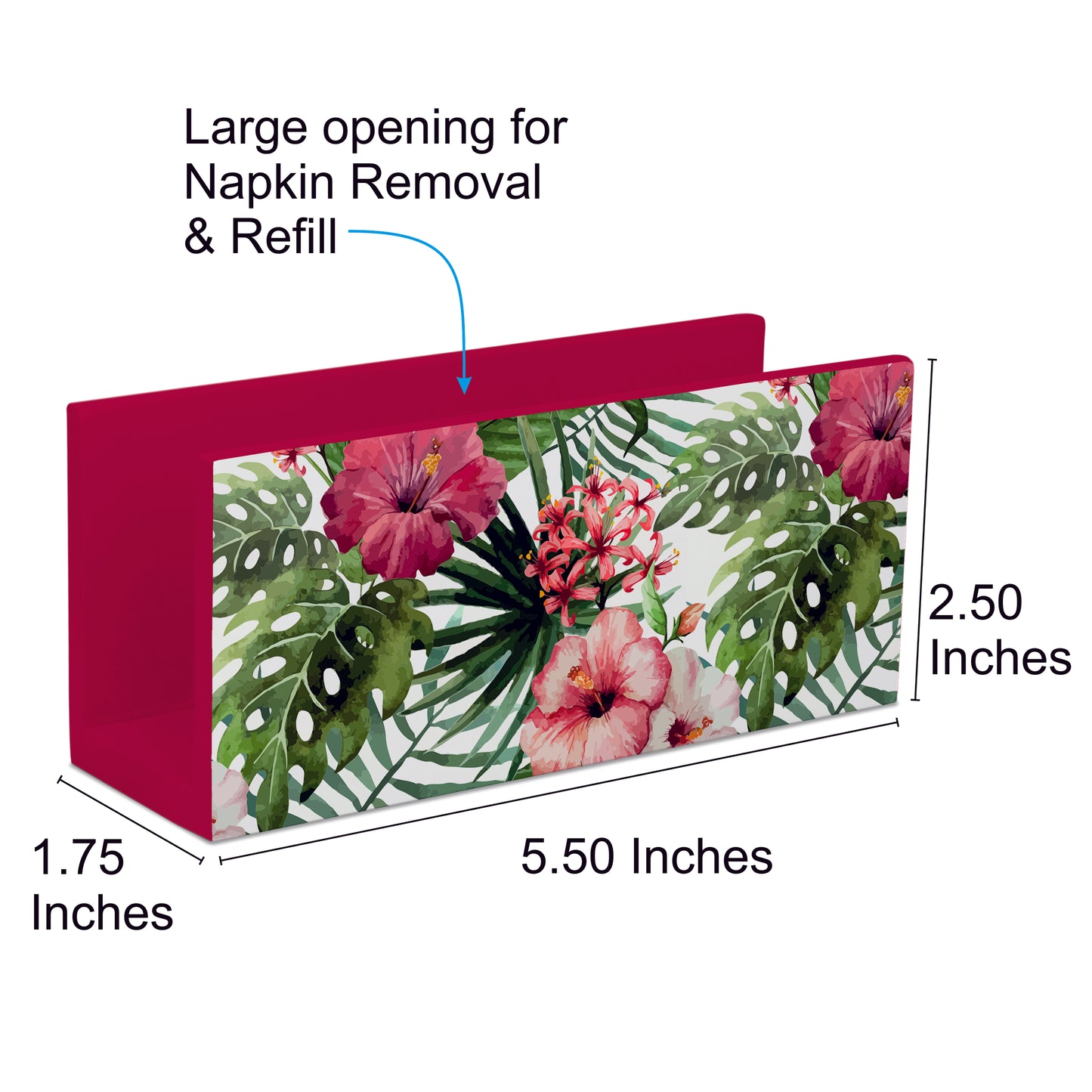 Tropical Hibiscus R Tissue Stand 1.5" x 5.5" x 2.5" - Dimension Image