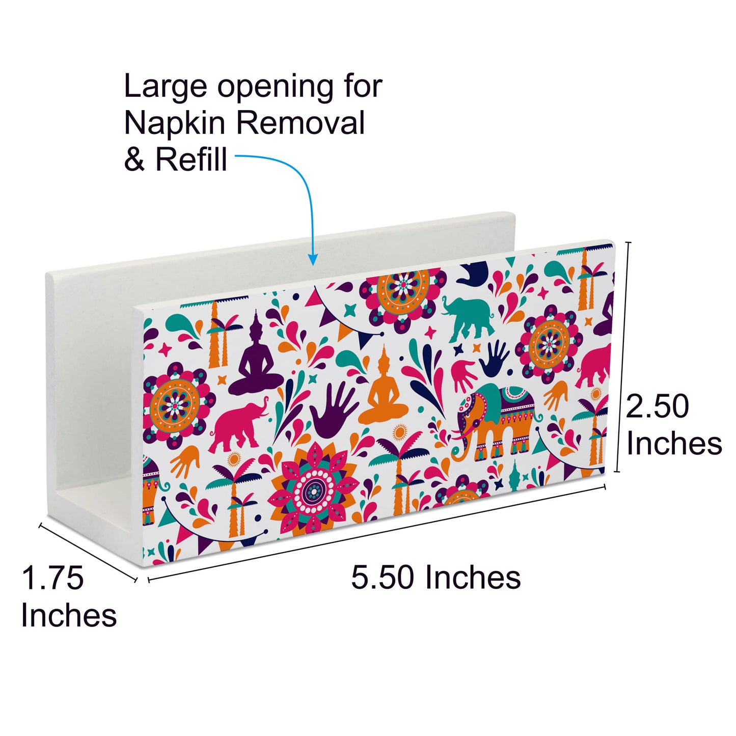 India Tissue Stand 1.5" x 5.5" x 2.5" - Dimension Image