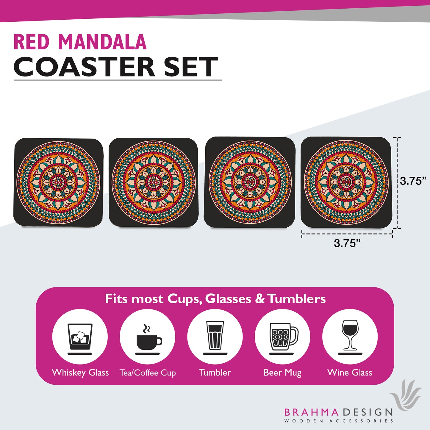 Red Mandala Coaster