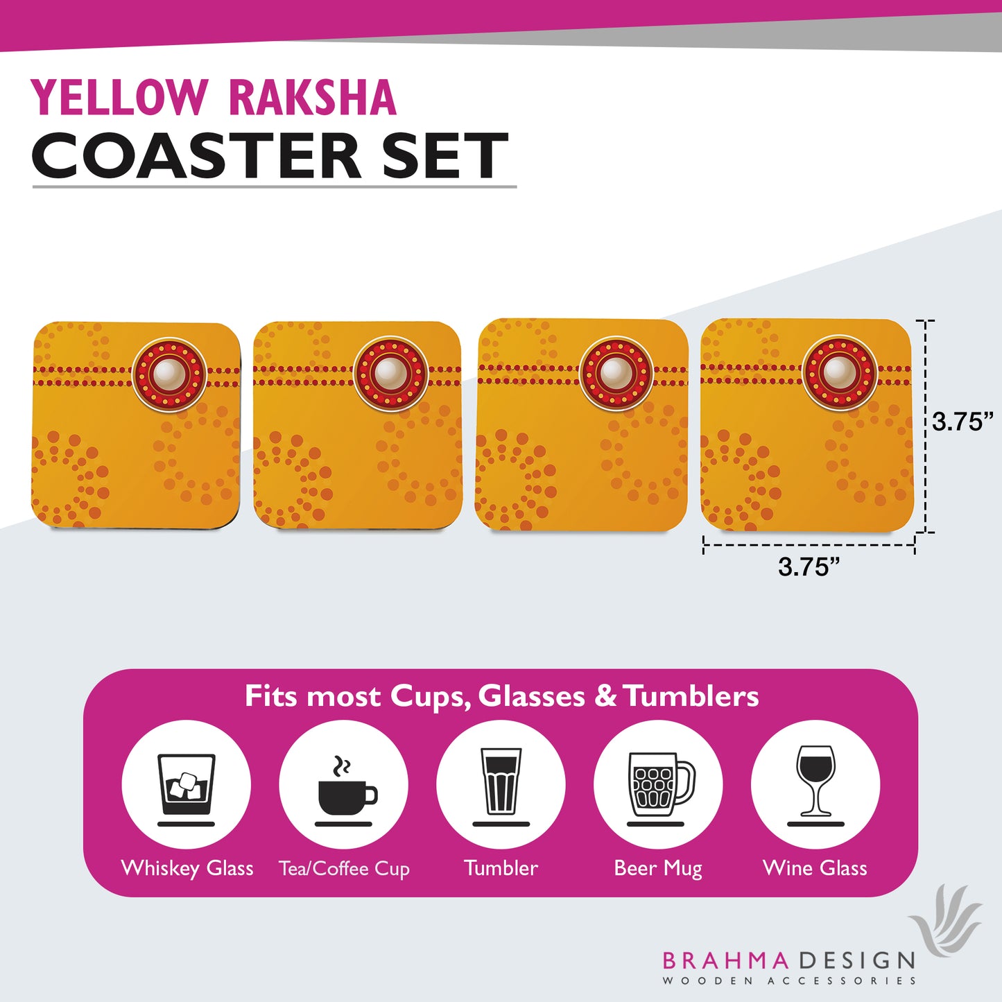 Yellow Raksha Coaster