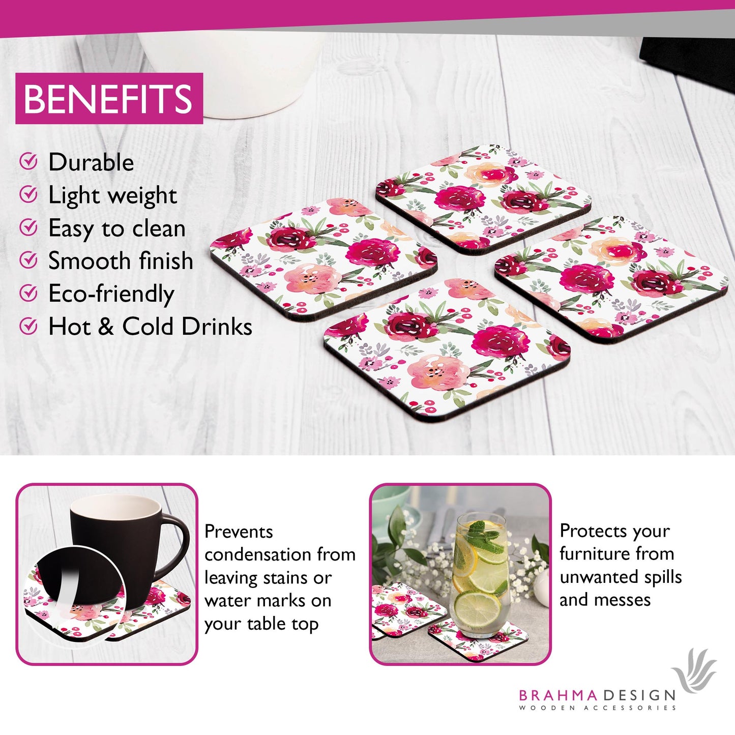 Pink Flr Coaster