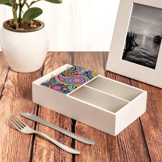 Blue Paisley Cutlery Tray