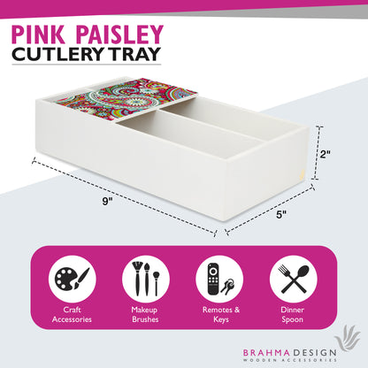 Pink Paisley Cutlery Tray