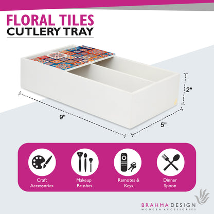 Floral Tiles Cutlery Tray