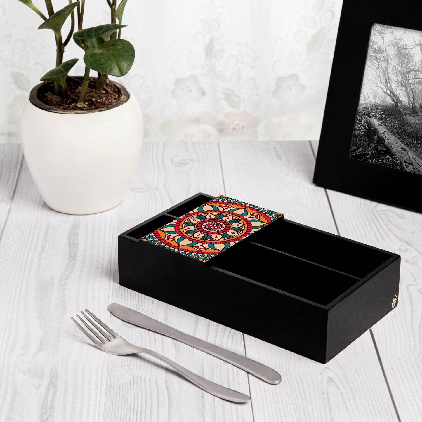 Red Mandala Cutlery Tray