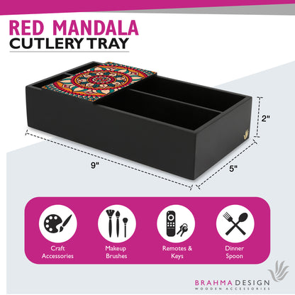 Red Mandala Cutlery Tray