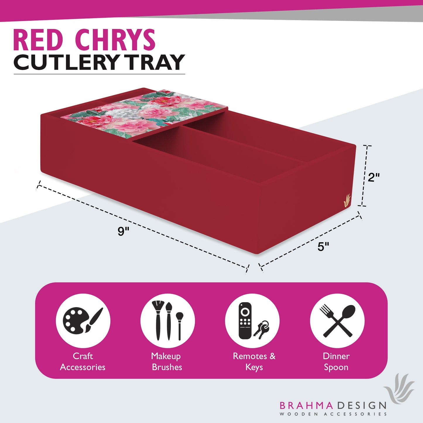 Red Chrys Cutlery Tray