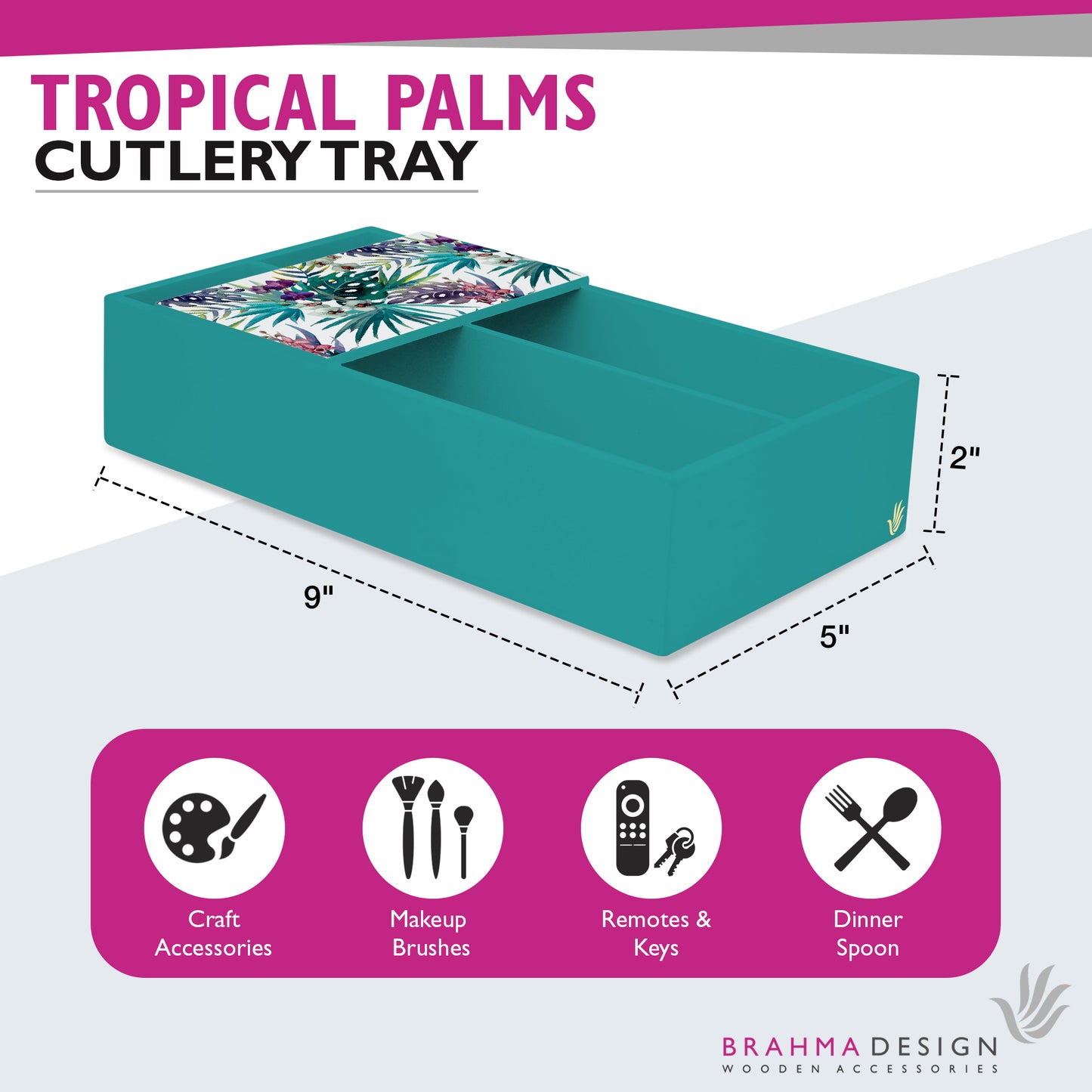 Trop Palms Cutlery Tray