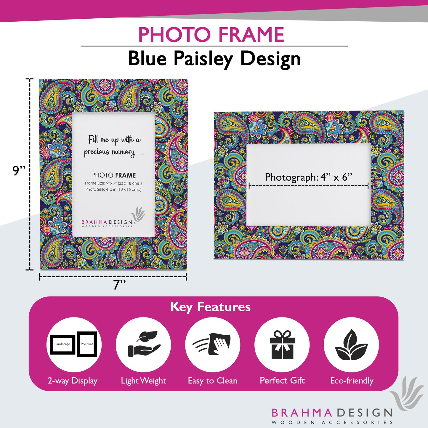Blue Paisley PhotoFrame