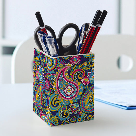 Blue Paisley Pen Stand
