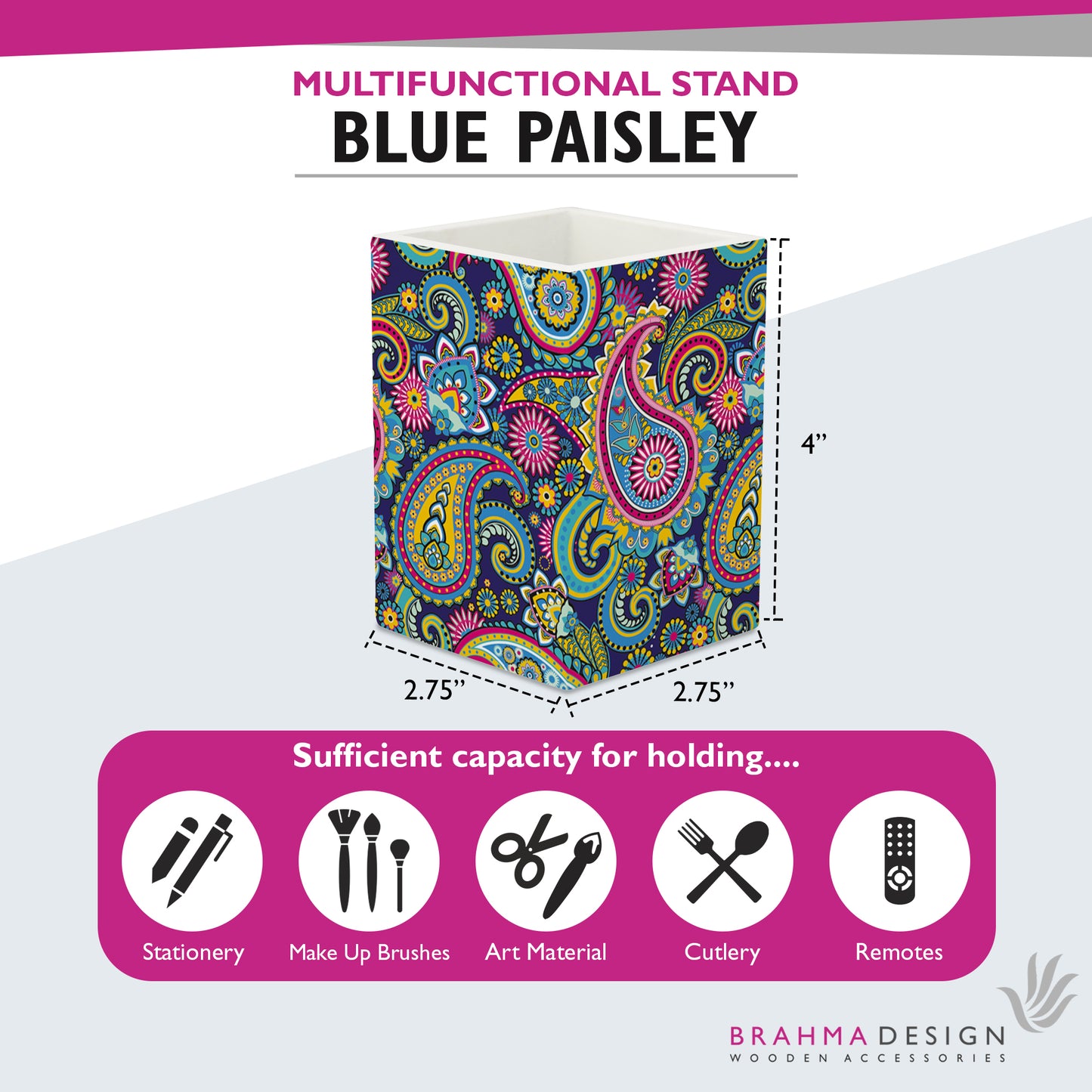 Blue Paisley Pen Stand