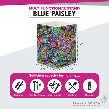 Blue Paisley Pen Stand