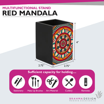 Red Mandala Pen Stand