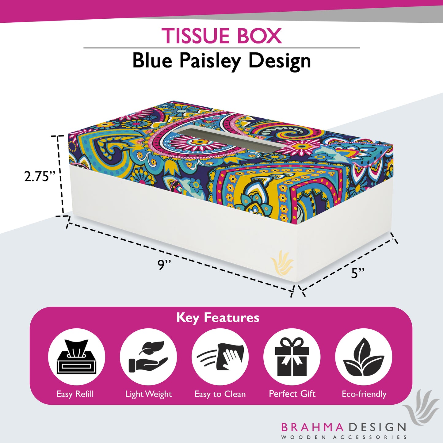 Blue Paisley Tissue Box
