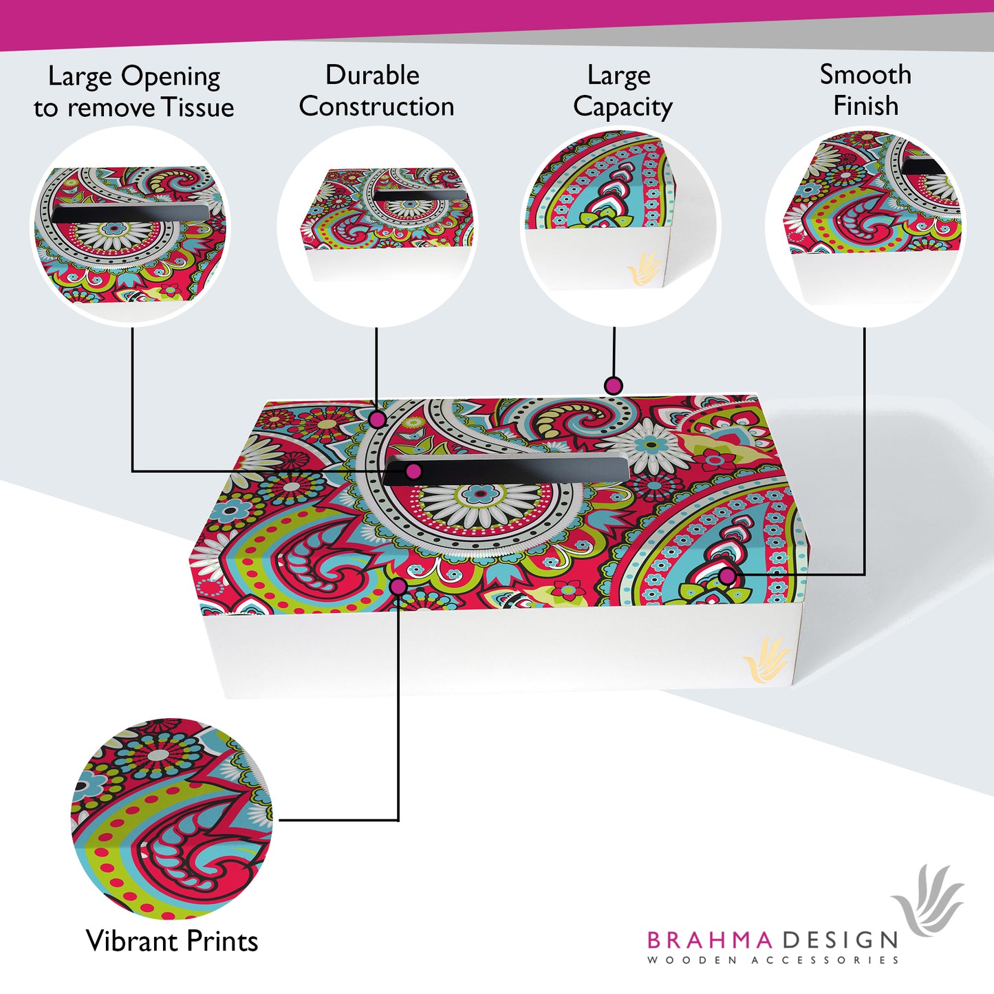 Pink Paisley Tissue Box