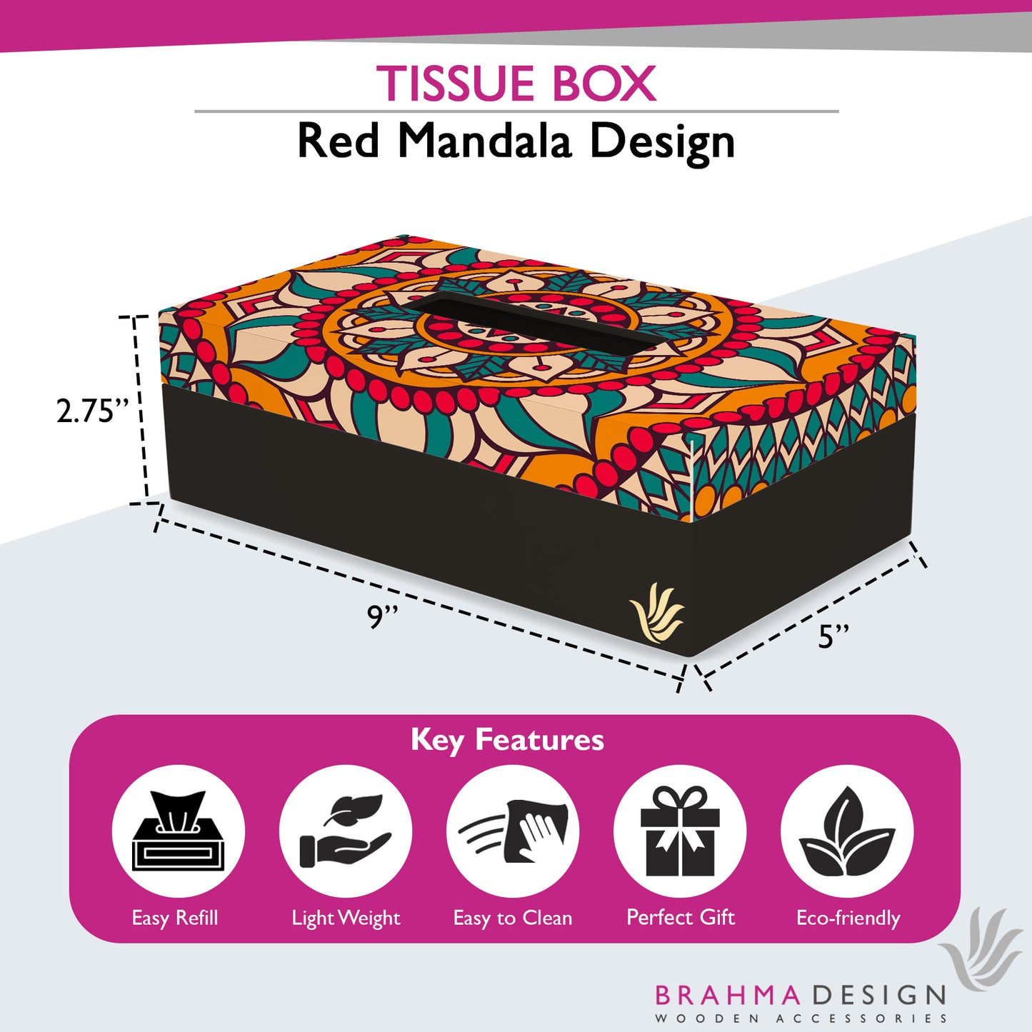 Red Mandala Tissue Box