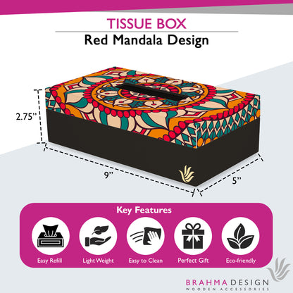 Red Mandala Tissue Box