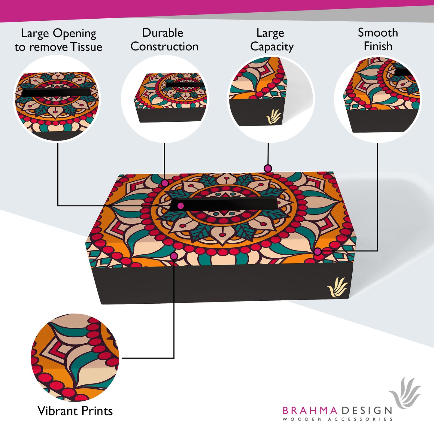 Red Mandala Tissue Box