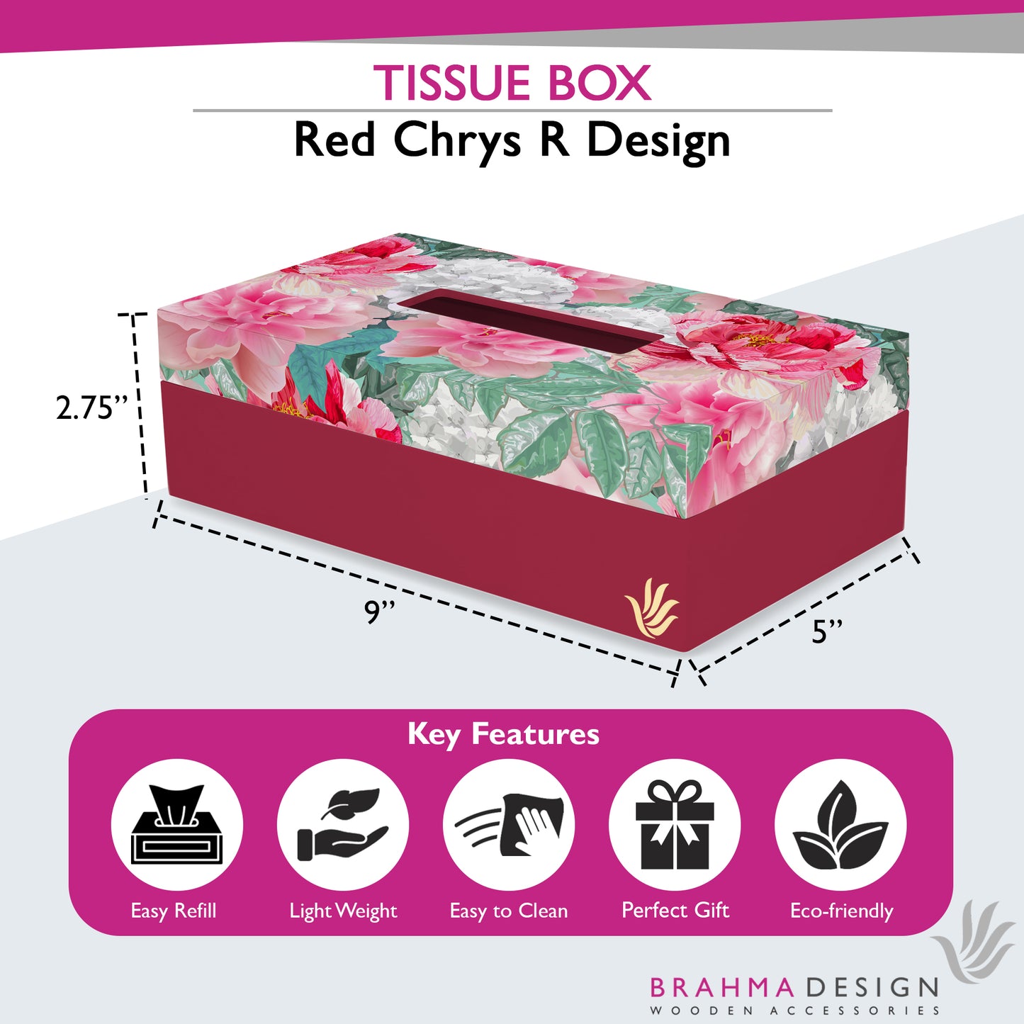 Red Chrys Tissue Box