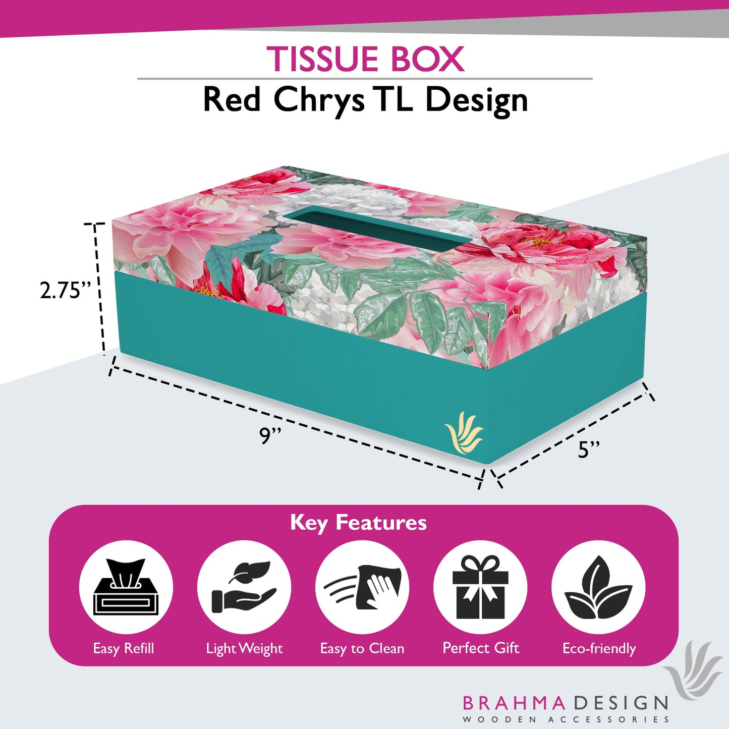 Red Chrys Tissue Box
