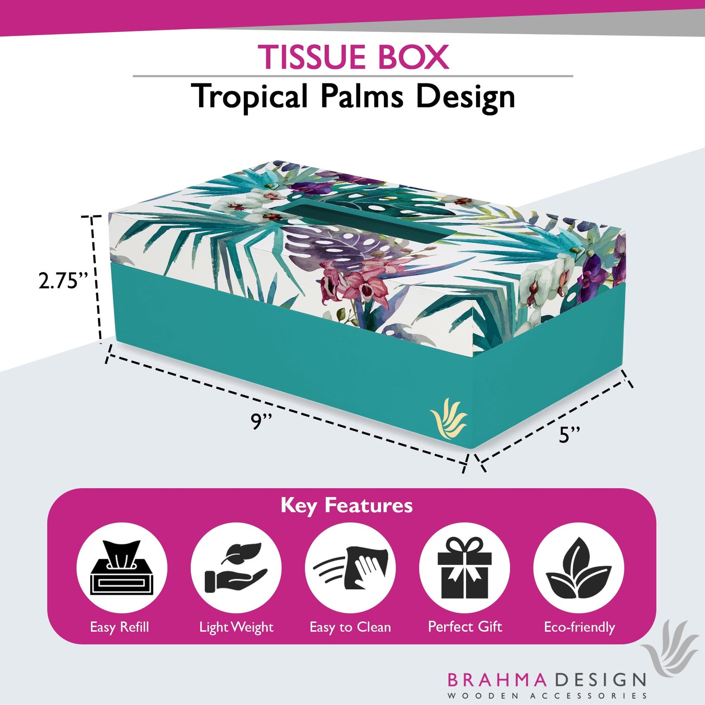 Trop Palms Tissue Box