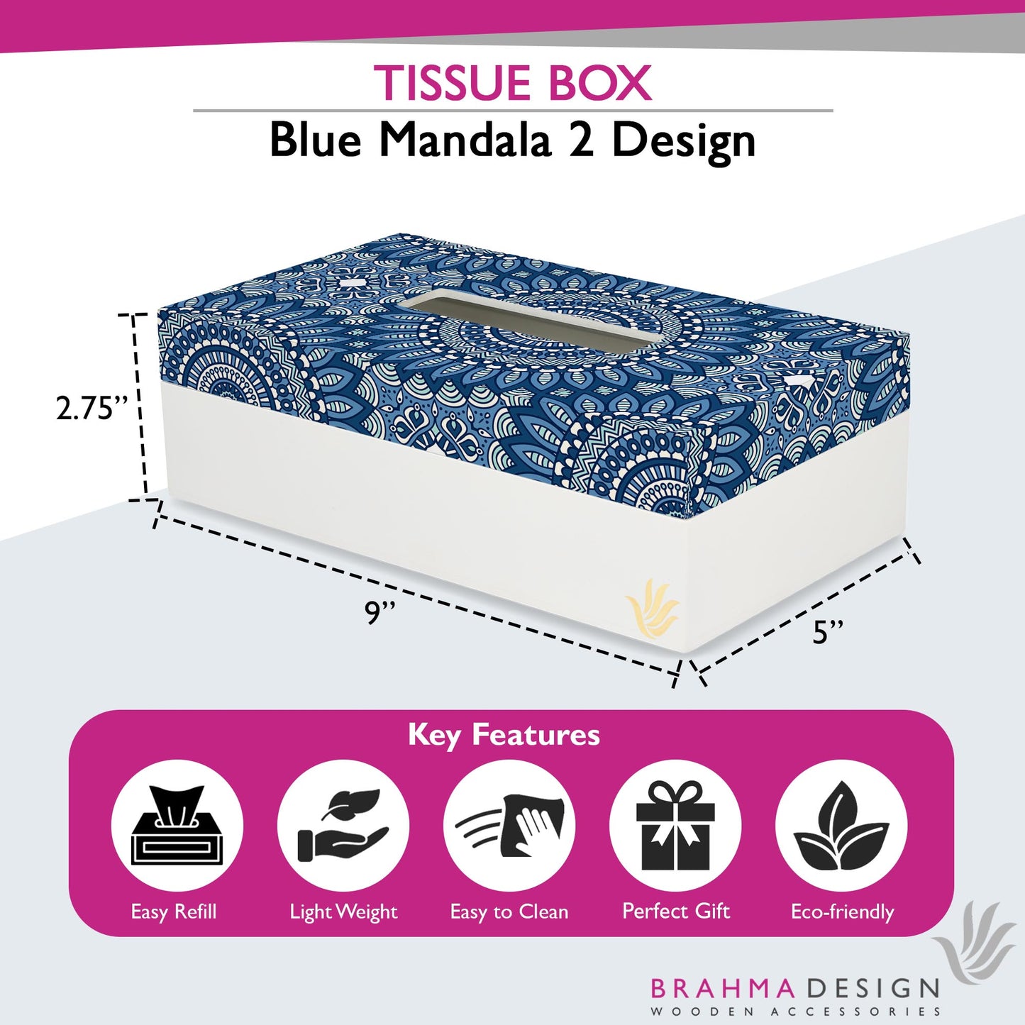 BlueMandala2 Tissue Box