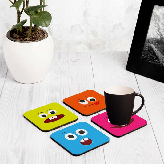 Emoji 4 piece Coaster Set 3.75" x 3.75"