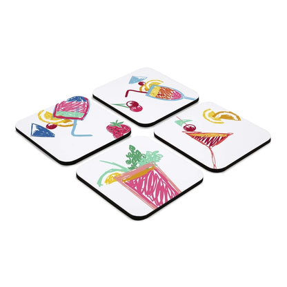 Summer Cocktails 4 piece Coaster Set 3.75" x 3.75"