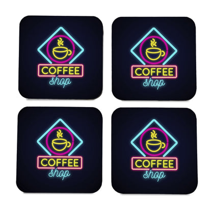 Neon Coffee 4 piece Coaster Set 3.75" x 3.75"