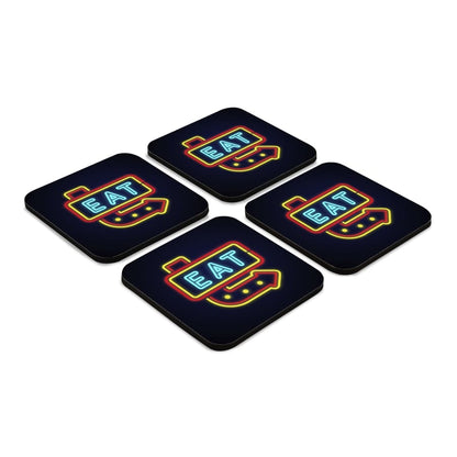 Neon Eat 4 piece Coaster Set 3.75" x 3.75"