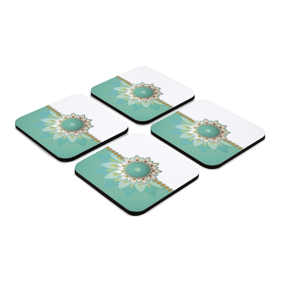 Rakhee Mint 4 piece Coaster Set 3.75" x 3.75"