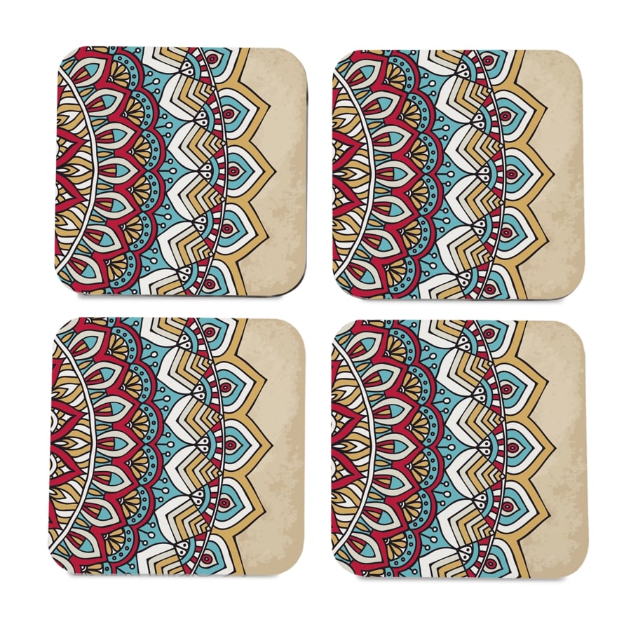 Mandala Vintage 2 4 piece Coaster Set 3.75" x 3.75"