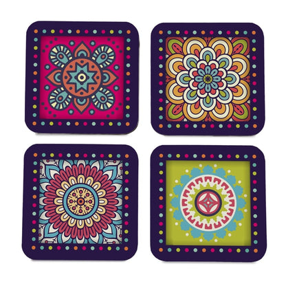 Multi Mandala 4 piece Coaster Set 3.75" x 3.75"
