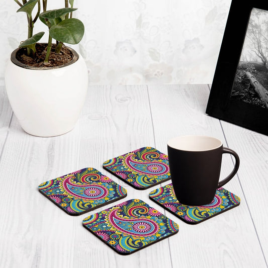 Blue Paisley 4 piece Coaster Set 3.75" x 3.75"
