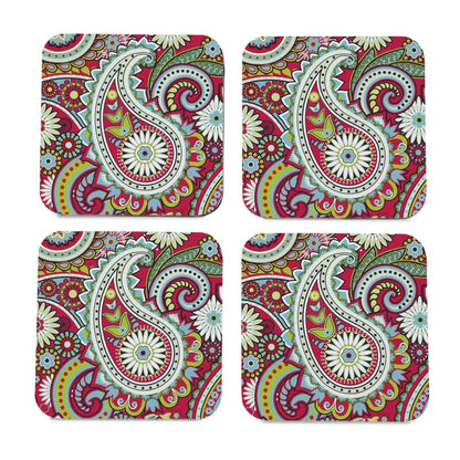 Pink Paisley 4 piece Coaster Set 3.75" x 3.75"