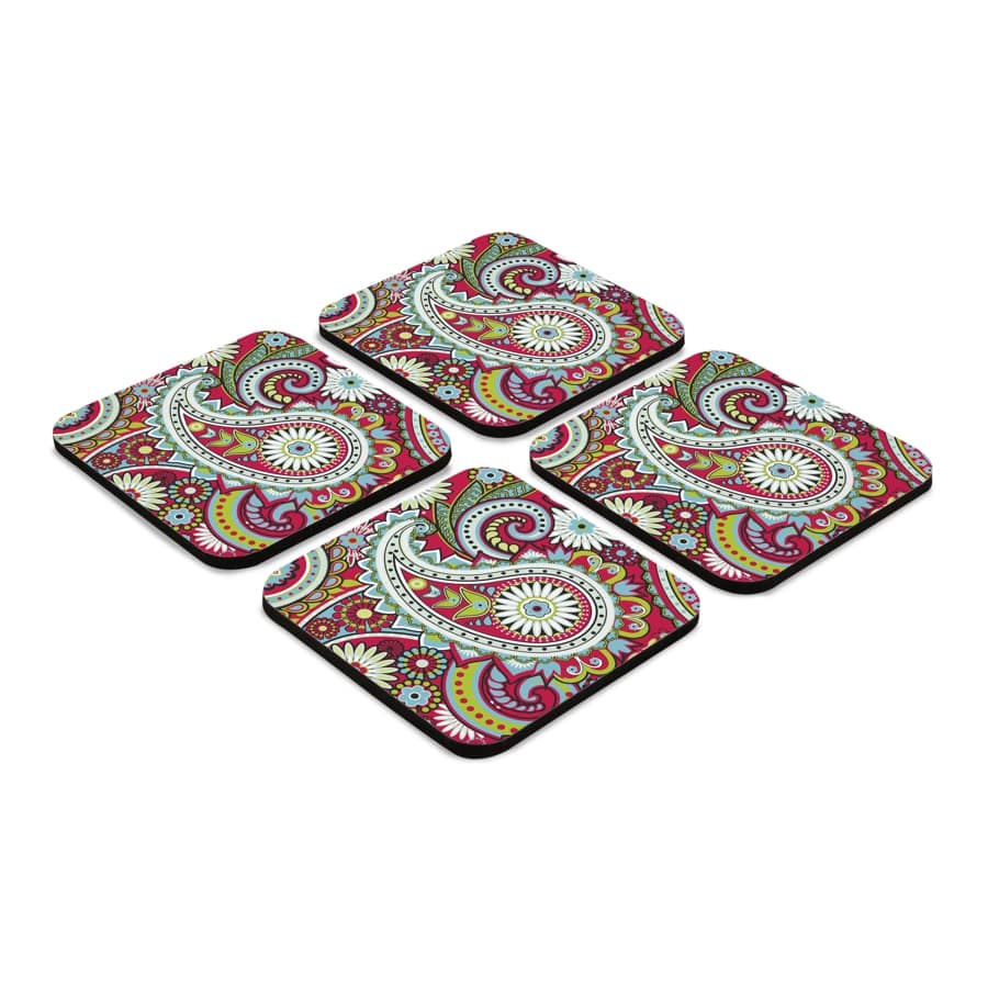 Pink Paisley 4 piece Coaster Set 3.75" x 3.75"