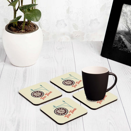 Tea Time 4 piece Coaster Set 3.75" x 3.75"
