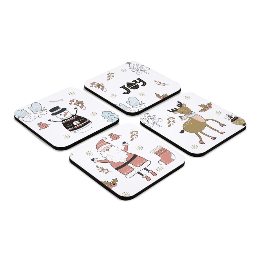 Xmas Allover 4 piece Coaster Set 3.75" x 3.75"