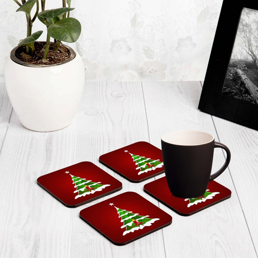 Xmas Tree 4 piece Coaster Set 3.75" x 3.75"