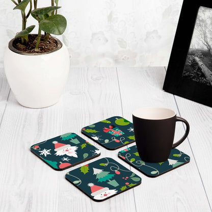 Xmas Allover2 4 piece Coaster Set 3.75" x 3.75"