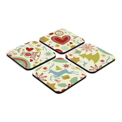 Xmas Allover3 4 piece Coaster Set 3.75" x 3.75"