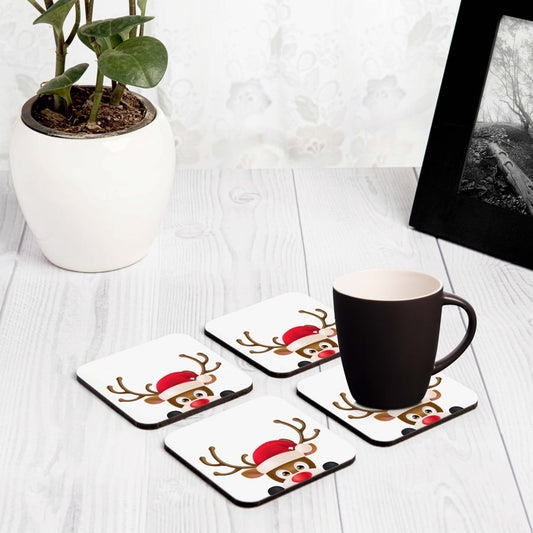 Xmas Reindeer 4 piece Coaster Set 3.75" x 3.75"